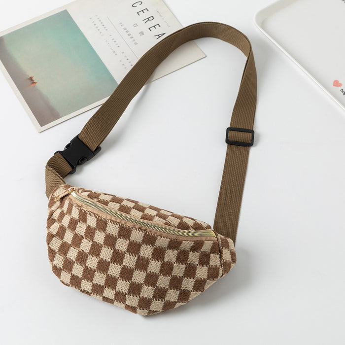 Wholesale Plaid Adjustable Storage Waist Bag,  Unisex Sports and Fitness Bag