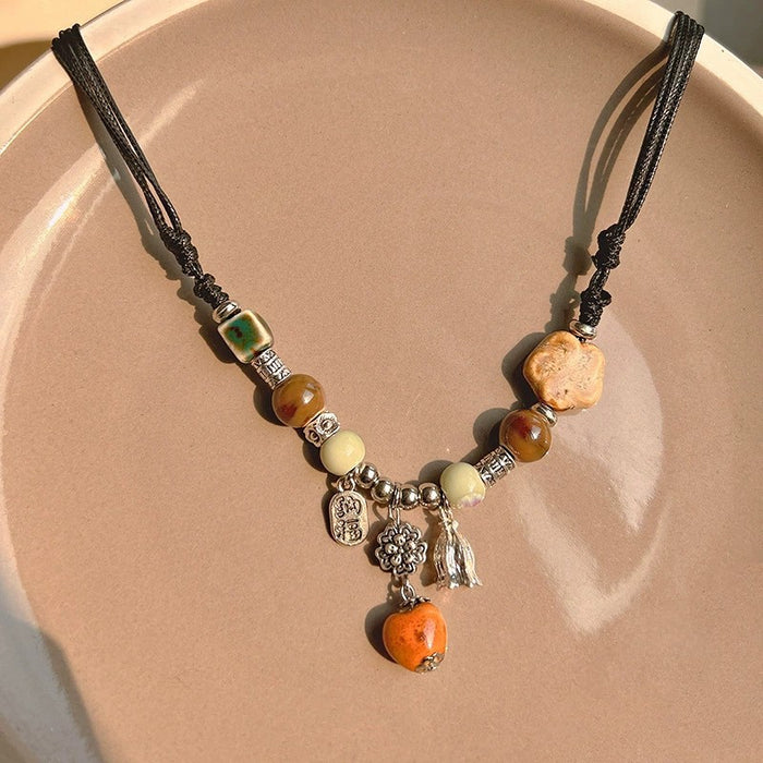Wholesale Vintage feather necklace, double-layer layered long sweater chain accessory