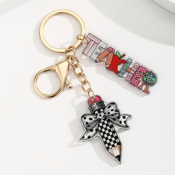 Wholesale Bow Pencil Letter Strip Keychain