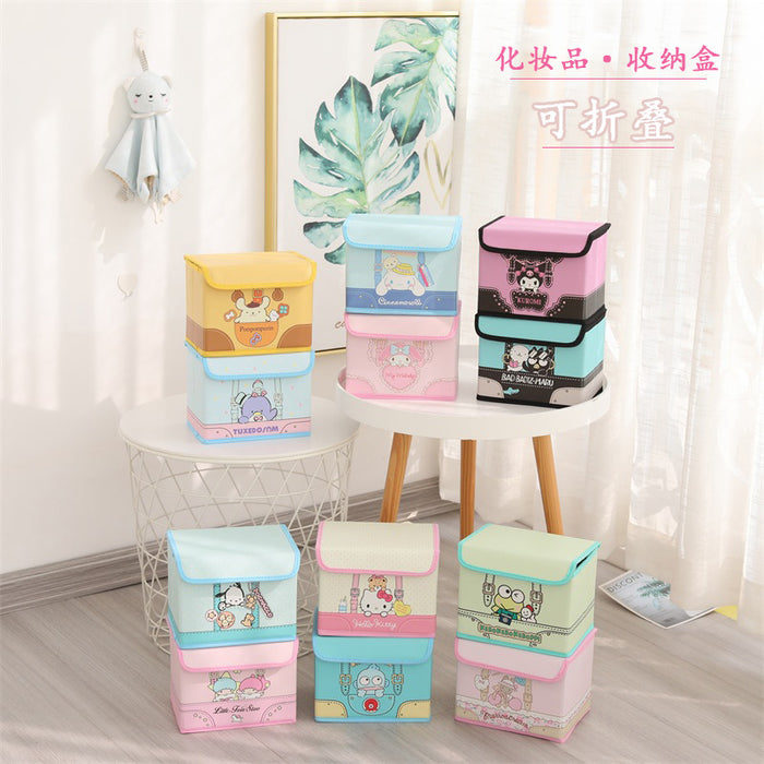 Wholesale Leather Cartoon Desktop Storage Box Foldable Flip Dustproof Cosmetic Case (S) JDC-CS-YC001