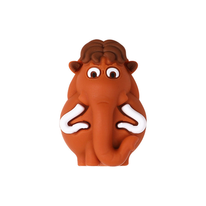 Wholesale 20pcs Cartoon Animal 3D Silicone Beads Straight Hole Creative Cute Animal Female Keychain Glue Beads