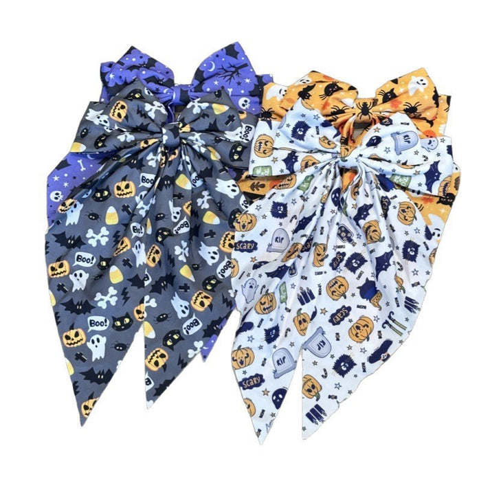 Wholesale  pumpkin ghost print bow spring clip funny ghost pattern hairpin dark style hair accessories