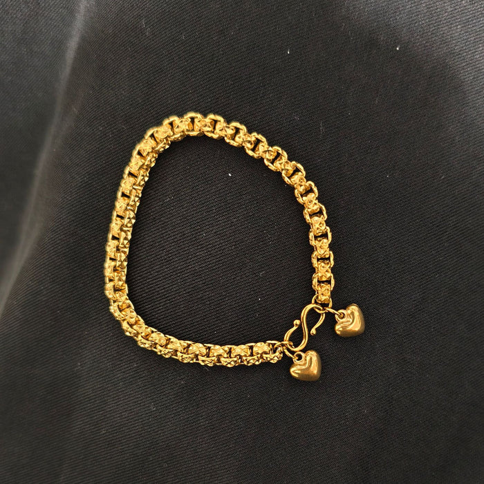 Wholesale Embossed square pearl heart-shaped stainless steel women's bracelet jewelry heart-shaped bracelet beads