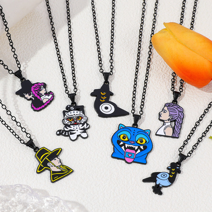 Wholesale K-pop necklace with cartoon dripping oil pendant