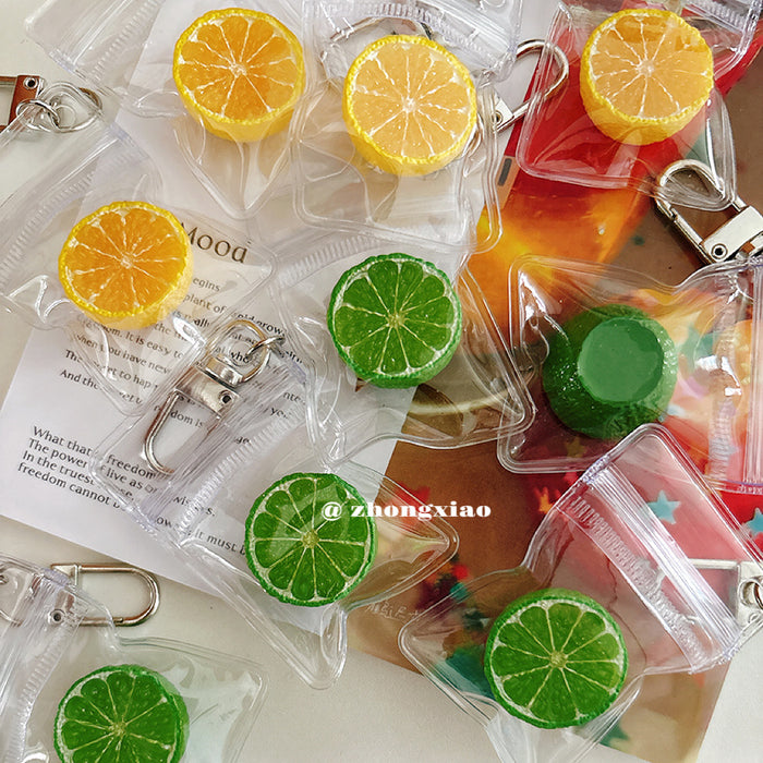 Wholesale Pastoral Style Resin Half Lemon Keychain Bag Charm Decorative Accessory