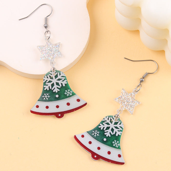 Wholesale Christmas Earrings Cartoon Contrasting Color Snowman Bell Acrylic Earrings Personalized Earrings Earrings