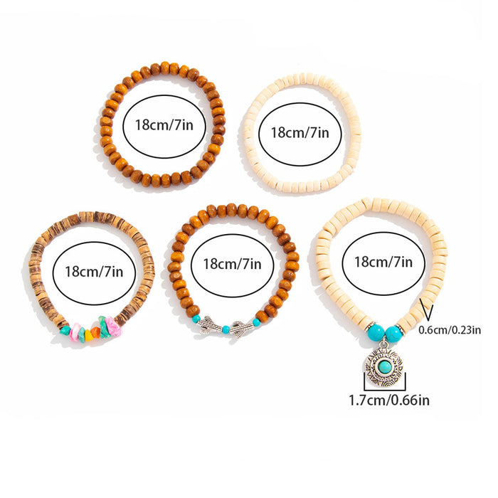 Wholesale Retro Multi-Layered Soft y Bracelet Cowboy Hat Bohemian Stacked Bracelet Bull Head Cactus Turquoise Bracelet