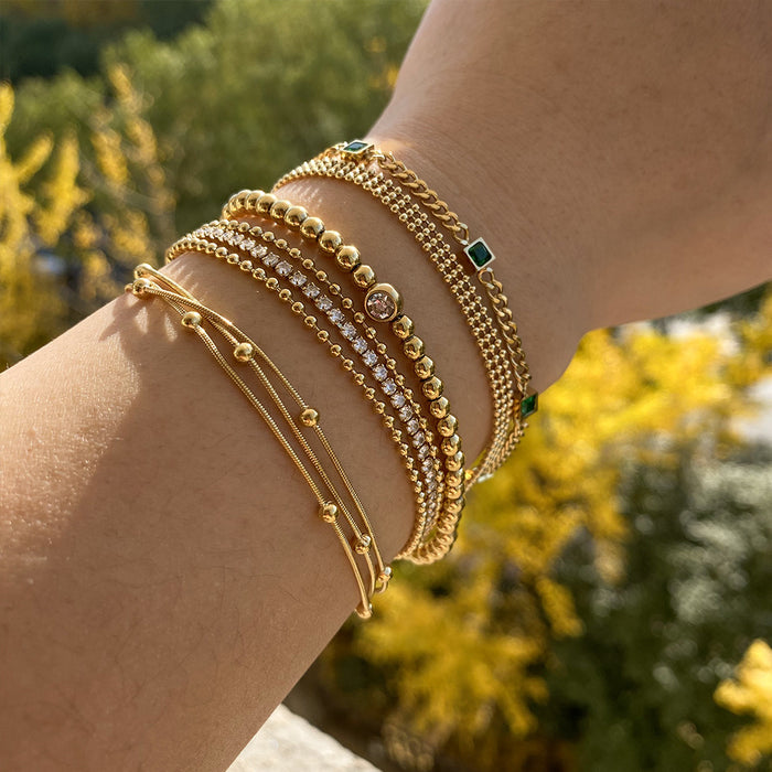 Wholesale Stainless Steel PVD Electroplated Gold Bead Chain Stacking Bracelet Women S Chic Gift