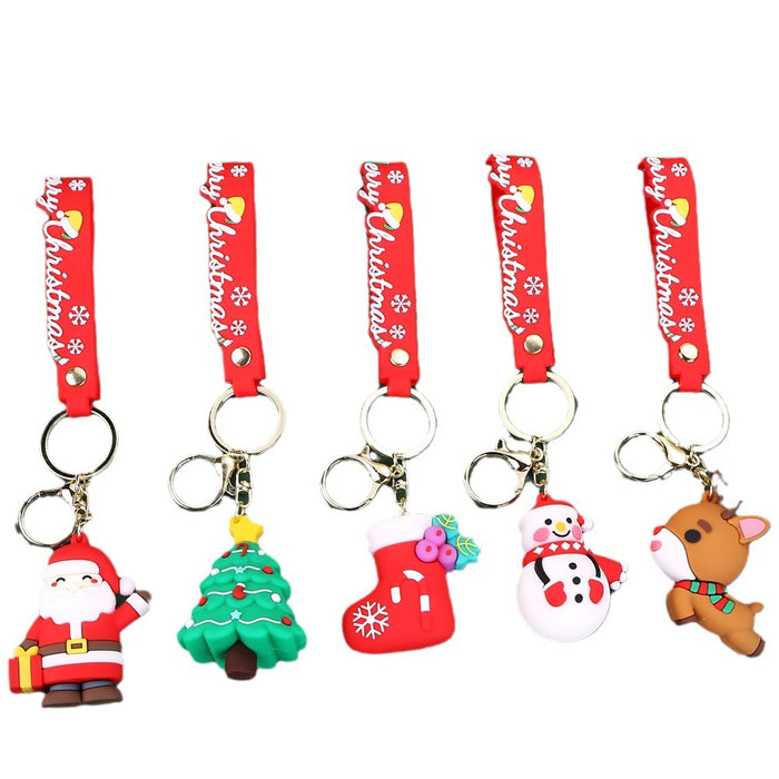 Wholesale Christmas Cartoon Elk Doll Silicone Keychain JDC-KC-YueY010