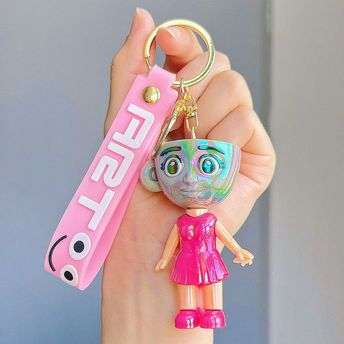 Wholesale Cute electroplated glossy cartoon character keychains