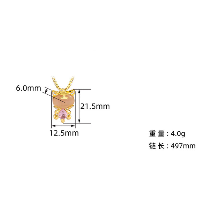 Wholesale Stainless steel pendant with unique personality and temperament, light luxury cat eye stone, stainless steel necklace accessory