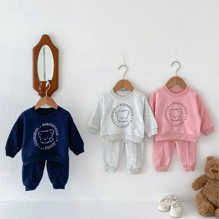 Wholesale Cute Bear Long-sleeved Trousers Children's Suit JDC-CTS-WeiNiS018