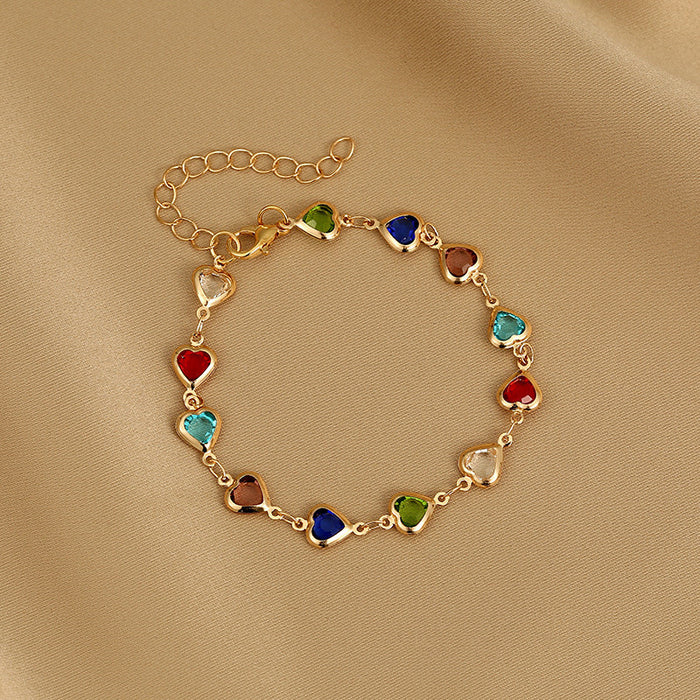 Wholesale Beach Vacation Style Double Heart Beaded Jewelry Set Alloy Necklace and Bracelet MOQ≥2