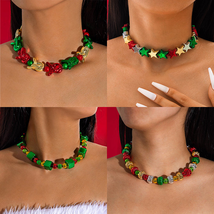 Wholesale Colorful Pumpkin Knot Star Square Block Beaded Chain Necklace MOQ≥2