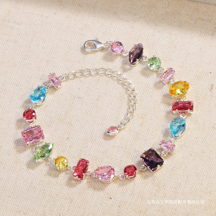 Wholesale bracelet zircon colorful fashion claw necklace women' s rectangular gold bracelet