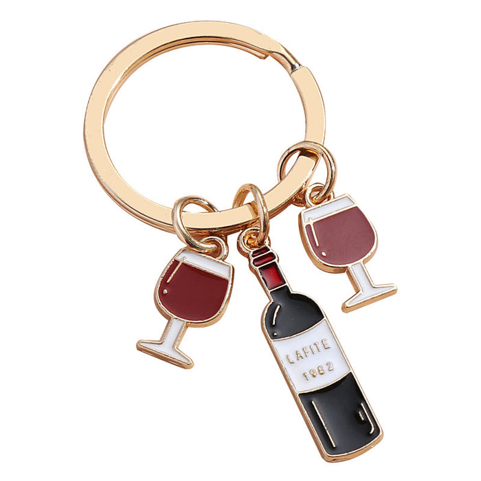 Wholesale Red Wine Beer Drip Oil Alloy Keychain JDC-KC-JinZ016