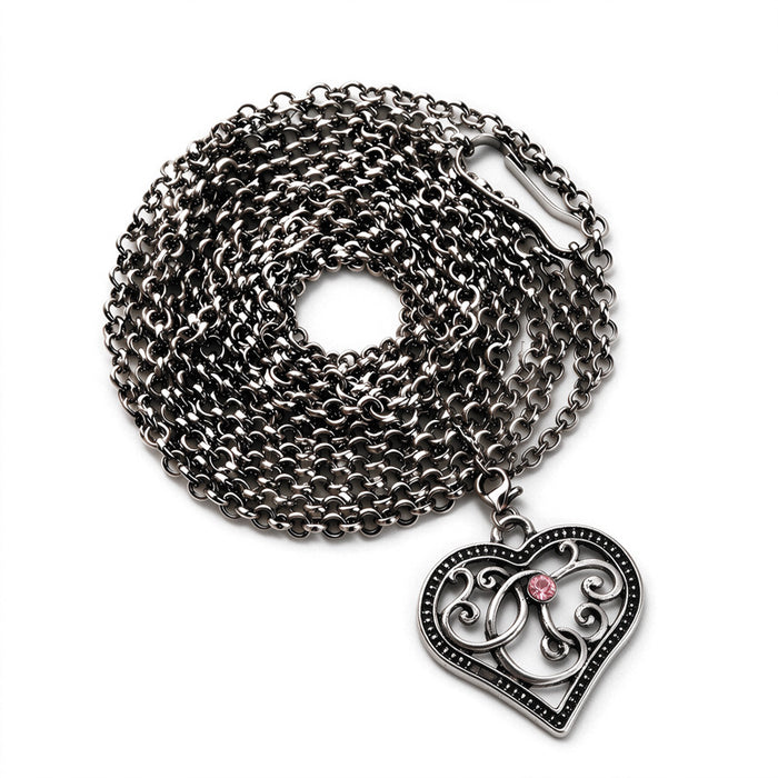 Wholesale Gothic Vintage Heart Pendant Long Chain Necklace Alloy Electroplated Red Women S Layering Jewelry Gift