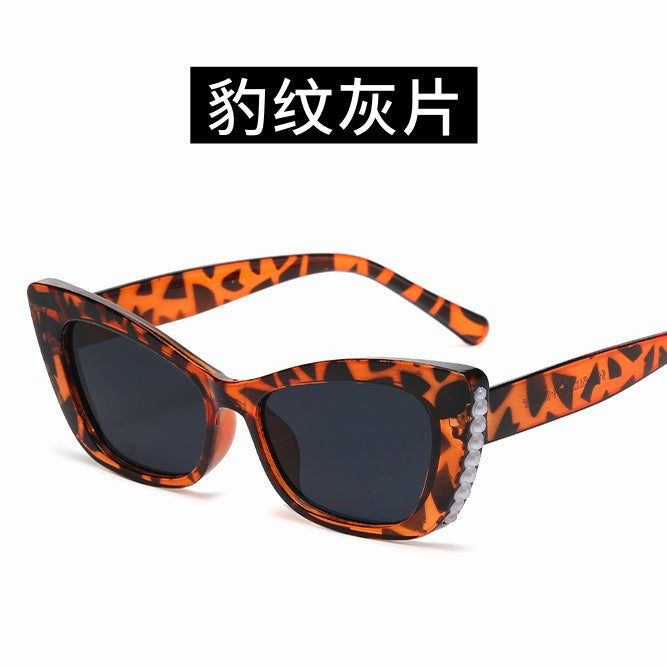 Wholesale Cat's Eye Pearl Sunglasses Simple Sunglasses Trendy Personalized Sunglasses Anti UV High End