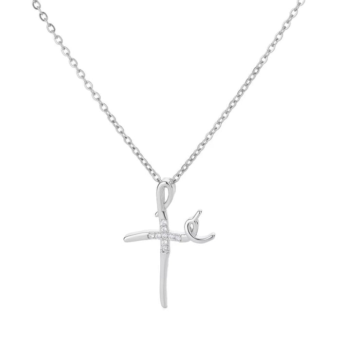 Wholesale Micro inlaid zircon cross pendant necklace collarbone chain jewelry