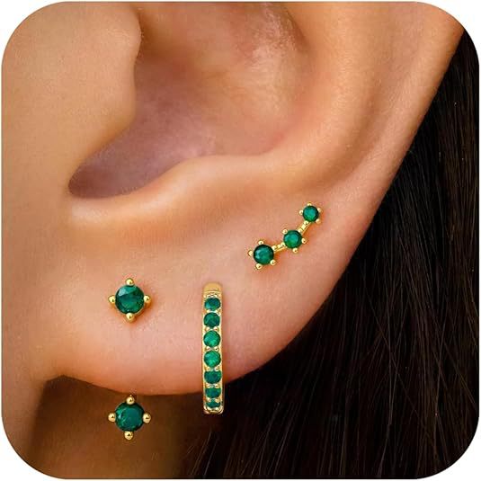 Wholesale Real gold copper set with zircon and full diamond earrings, single ear set, circle set with diamond earrings