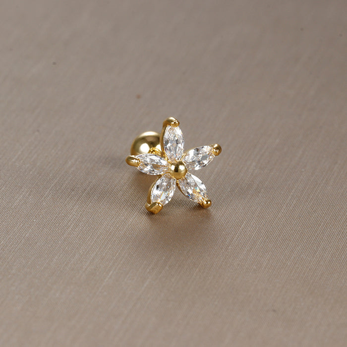 Wholesale Jewelry Stainless Steel Ear Nail Zircon Ball Screw Women