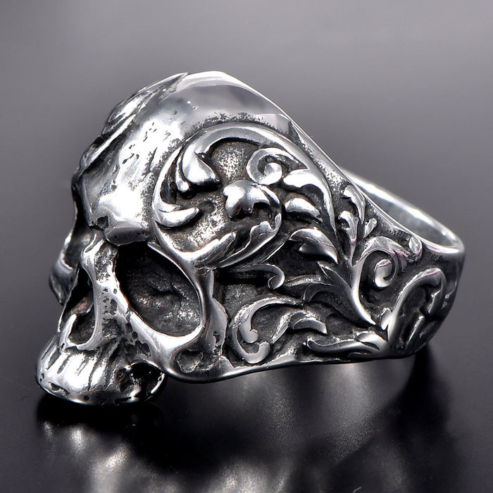 Wholesale punk stainless steel hip hop titanium steel retro men' s ring