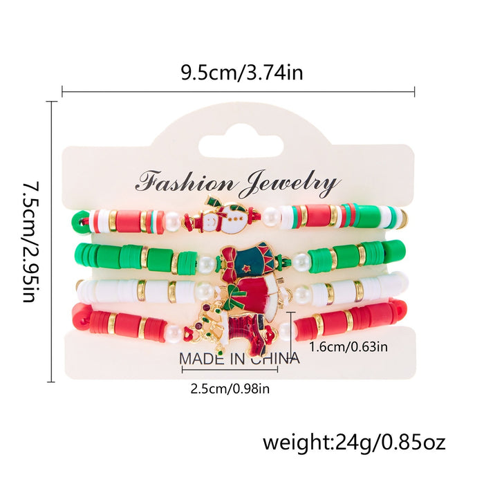 Wholesale Colorful Woven Polymer Clay Bracelet Christmas Set