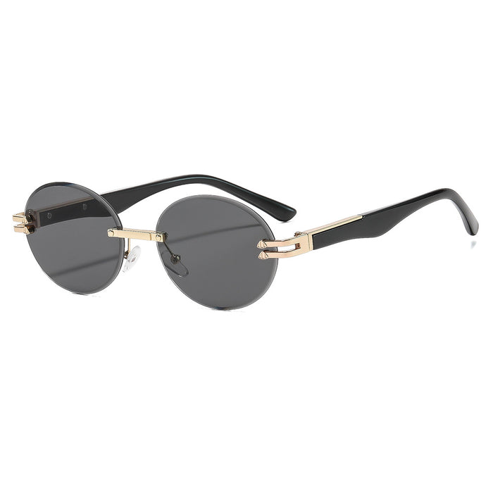 Wholesale Rimless Gold Frame Round Sunglasses UV400 Trendy Street Style for Women