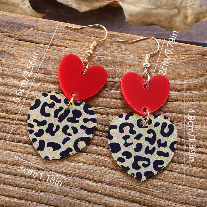 Wholesale Valentine' s Day Love Leopard Print ing Pendant Earrings Acrylic Valentine' s Day Simple Sexy Earrings