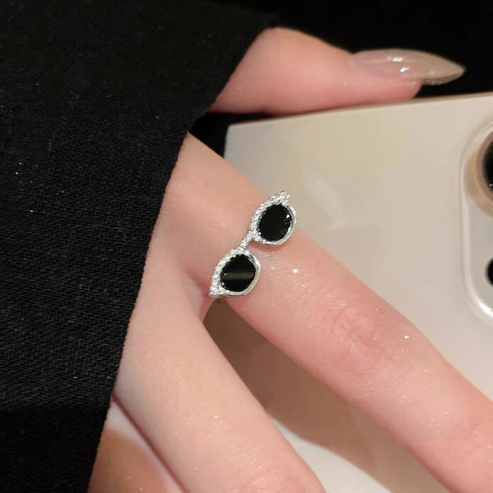 Wholesale Mini Finger Glasses Ring  Opening  Adjustable Index Finger Ring   Couple Ring