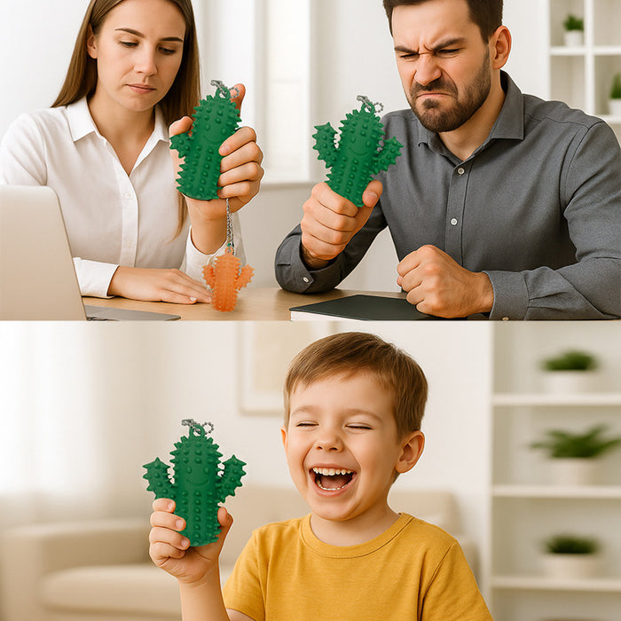 Wholesale New silicone cactus decompression keychain keychain