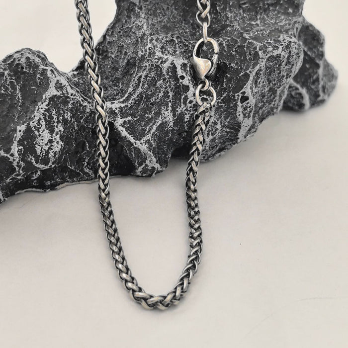 Wholesale Stainless steel jewelry plus size necklace for men, 60cm dark antique silver retro color chain without shedding pigment