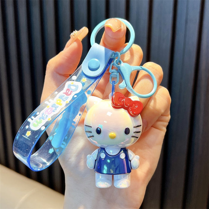 Wholesale Cartoon plating cat key chain soft plastic bag pendant