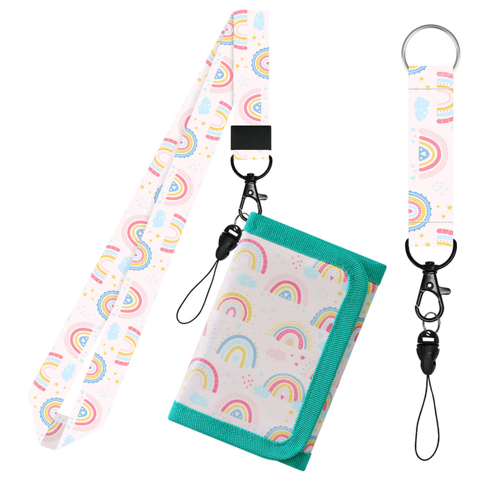Wholesale Cartoon Print Polyester Kids Wallet with Lanyard
