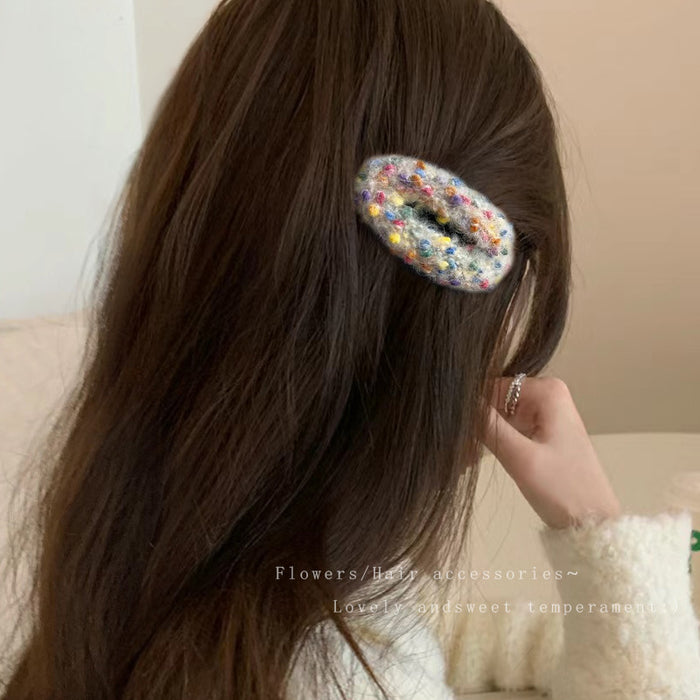 Wholesale Plush Hairpin Women'sBack Head Broken Hair Clip Children's Colorful Bangs Clip Hair Accessories