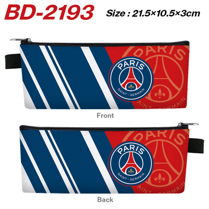Wholesale Stylish PU Leather Zipper Pencil Pouch Cartoon Sports Team Stationery Organizer For Students Gift