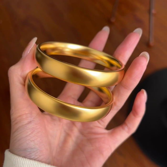 Wholesale Gold Plated New Chinese Style Plain Tire Bracelet 10Mm Women S Vintage Jewelry Gift Everyday Wear Boutique Resale