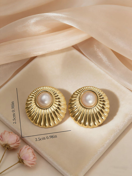 Wholesale Stainless Steel Geometric Oval Golden Earrings for Women