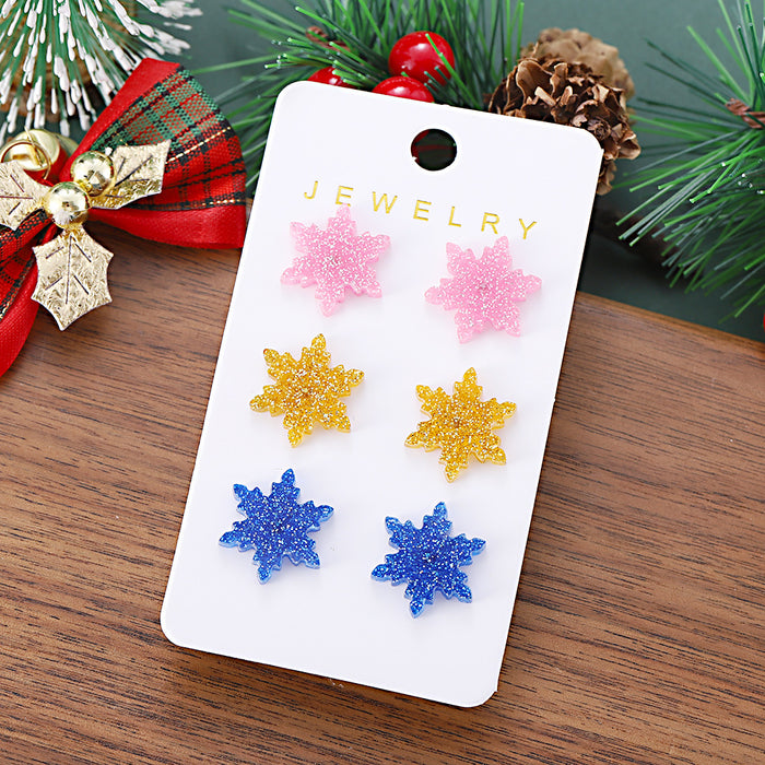 Wholesale Christmas Winter Colorful Snowflake Sequin Earring Set