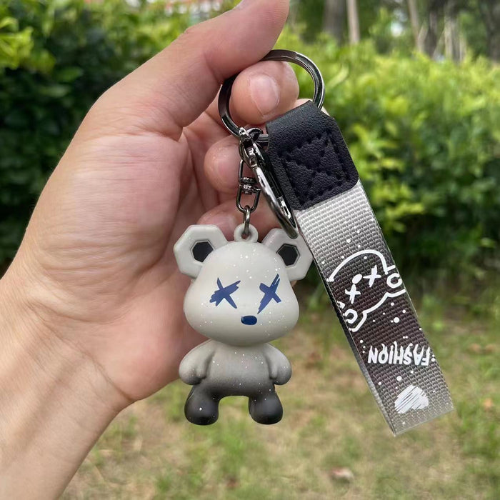 Wholesale  Cute Cartoon Silicone Bear Keychain Couple Doll Small Pendant Car Key Chain