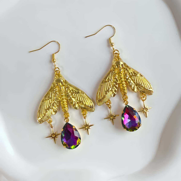 Wholesale Zinc Alloy Gothic Vintage Gold Moth Earrings  Party Jewelry Accessory Gift