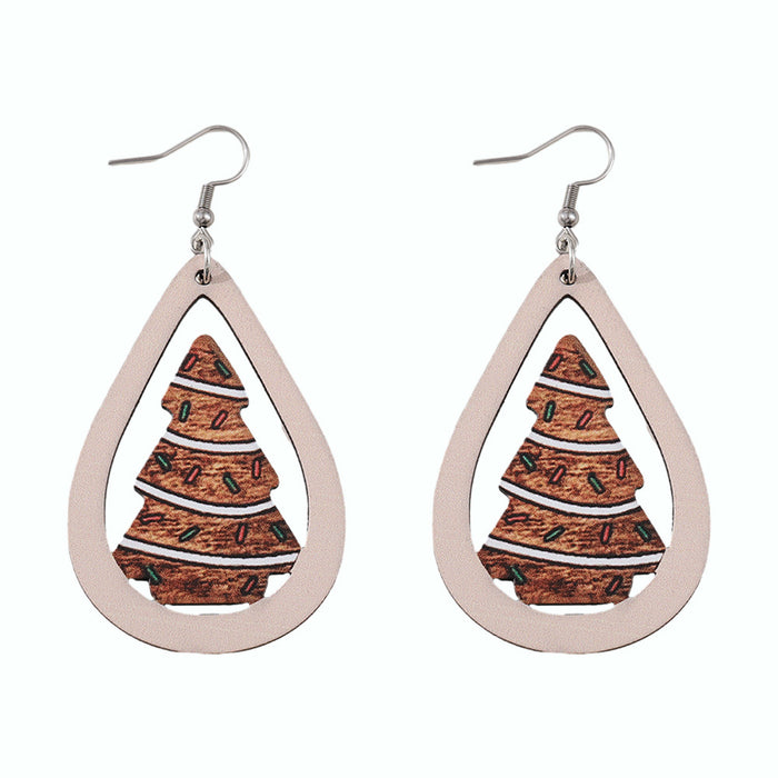 Wholesale Christmas ribbon dessert Christmas tree water drop pendant earrings