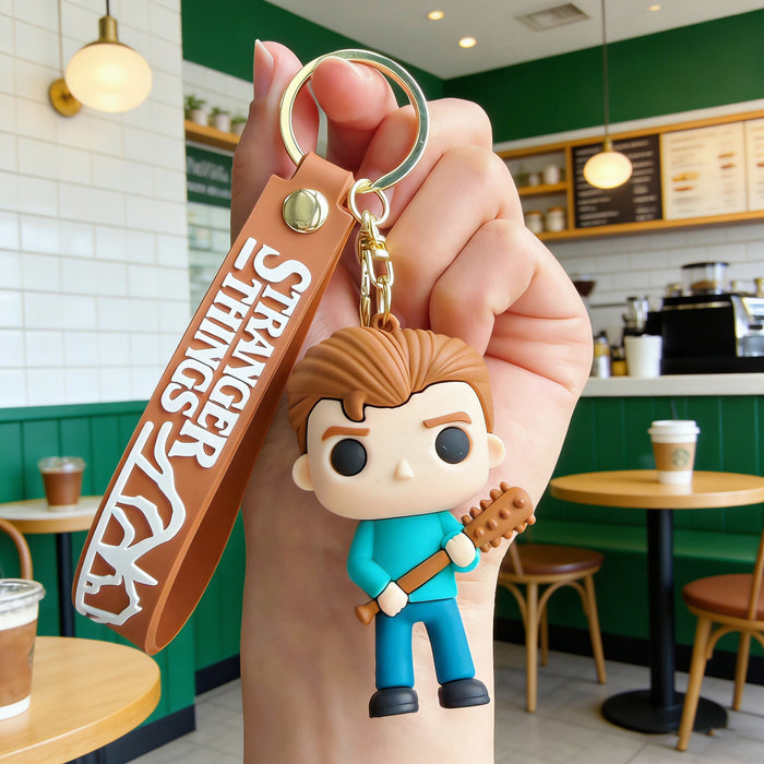 Wholesale Cartoon Dustin Silicone Keychain Car Key Accessory Bag Charm Trendy Gift Boutique Resale MOQ≥2