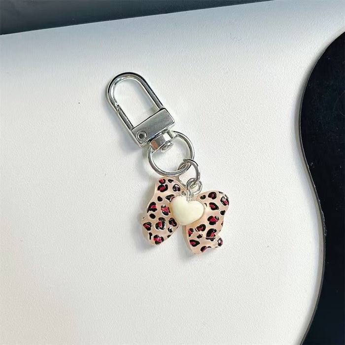 Wholesale Translucent Leopard Print Keychain Silver School Bag Pendant