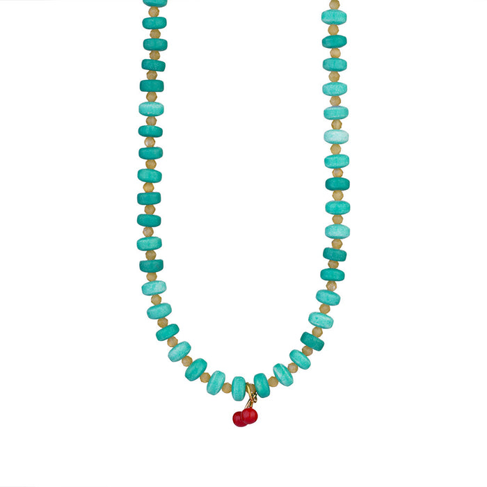 Wholesale Colorful natural stone necklace, niche design, women's handmade woven necklace