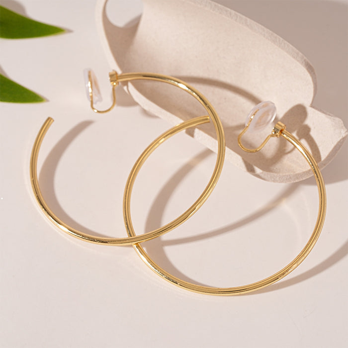 Wholesale Earless hole, simple metal feel, geometric element ring ear clip, fashionable commuting atmosphere, high-end temperament, earrings for women