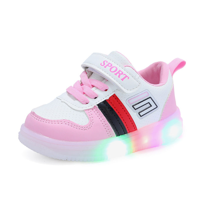 Wholesale Boys' Casual Shoes New Velcro Soft Soled Children's Board Shoes Girls' LED Lighting Shoes JDC-KS-GS010