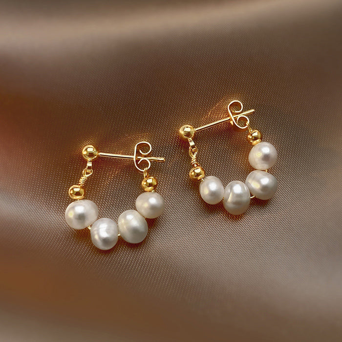 Wholesale Pure silver pearl earrings, niche earrings, light luxury high-end earrings
