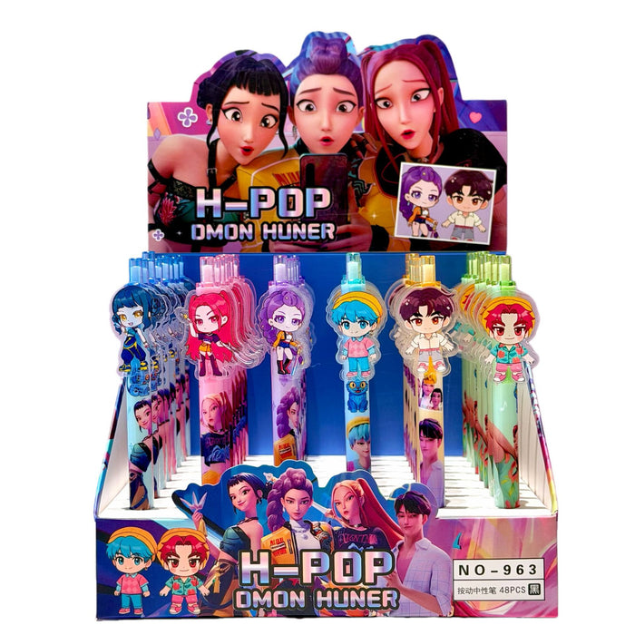 Wholesale 48pcs KPop Pen Set: Acrylic-Accent Push-Button Ballpoint Pens — Cute Stationery