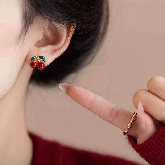 Wholesale Cute Cherry Ear Studs Fashion Accessory